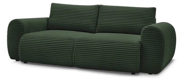 Ciemnozielona sztruksowa rozkładana sofa 257 cm Lucien – Bobochic Paris