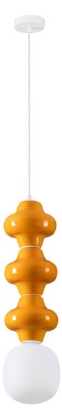 Biała/pomarańczowa lampa wisząca ceramiczna ze szklanym kloszem ø 18 cm Clio – Nova Luce