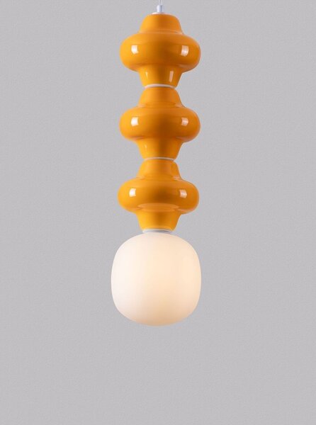 Biała/pomarańczowa lampa wisząca ceramiczna ze szklanym kloszem ø 18 cm Clio – Nova Luce