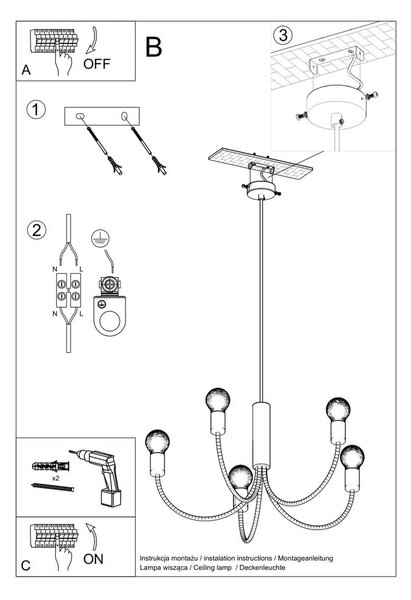 Czarna lampa wisząca ø 45 cm Karim – Sollux