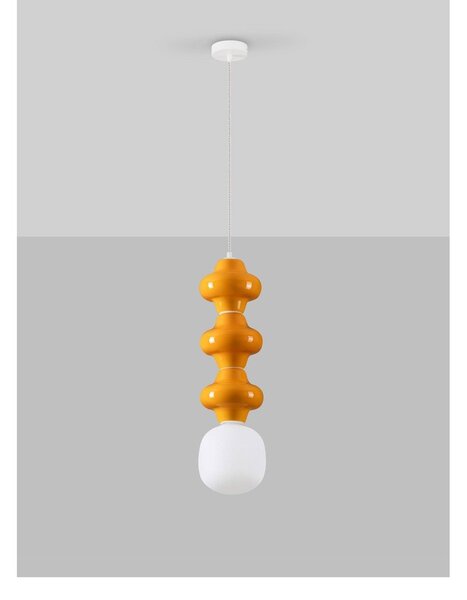Biała/pomarańczowa lampa wisząca ceramiczna ze szklanym kloszem ø 18 cm Clio – Nova Luce