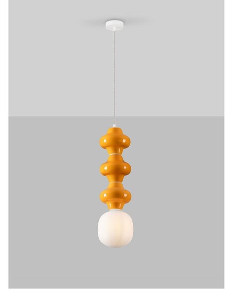 Biała/pomarańczowa lampa wisząca ceramiczna ze szklanym kloszem ø 18 cm Clio – Nova Luce