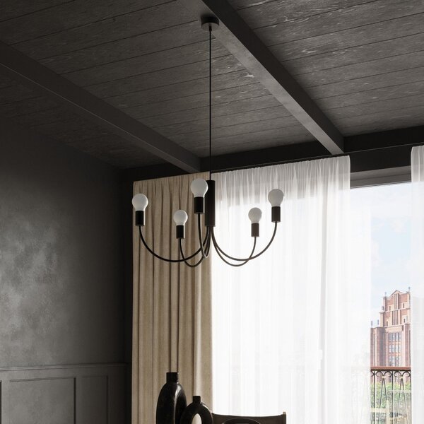 Czarna lampa wisząca ø 45 cm Karim – Sollux