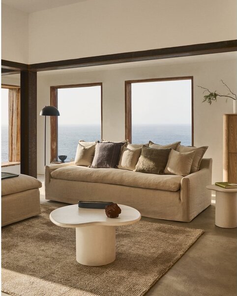 Beżowa lniana sofa 230 cm Zenira – Kave Home