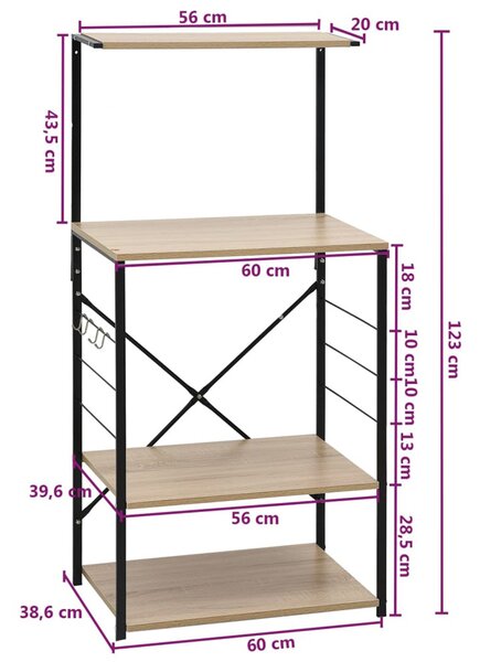 Stojący regał w stylu loft czarny + dąb Z7-C68