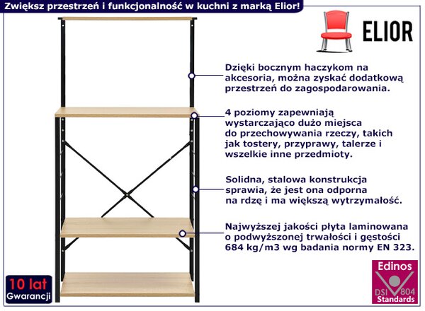 Stojący regał w stylu loft czarny + dąb Z7-C68