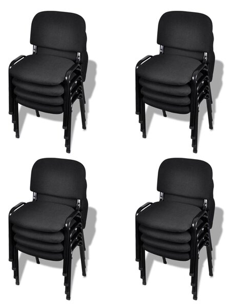 Krzesła biurowe tapicerowane tkaniną 16 szt., sztaplowane, czarne