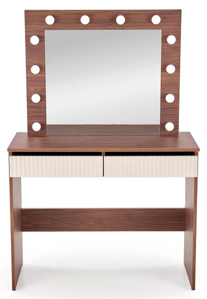Toaletka Hollywood z lustrem i lampkami LED orzech + kaszmir D9-B89