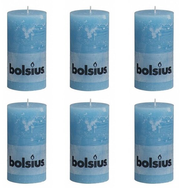 Bolsius Rustykalne świece, 130 x 68 mm, błękitne, 6 szt