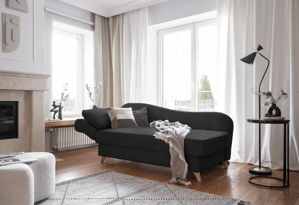 Antracytowy sztruksowy szezlong (lewostronny) Chic Charlotte – Miuform
