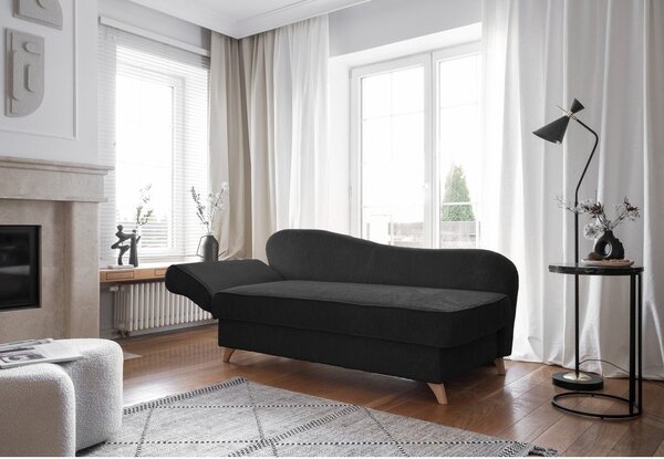 Antracytowy sztruksowy szezlong (lewostronny) Chic Charlotte – Miuform