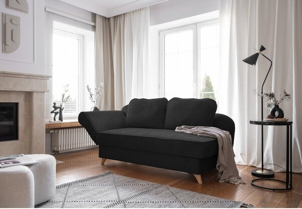 Antracytowy sztruksowy szezlong (lewostronny) Chic Charlotte – Miuform