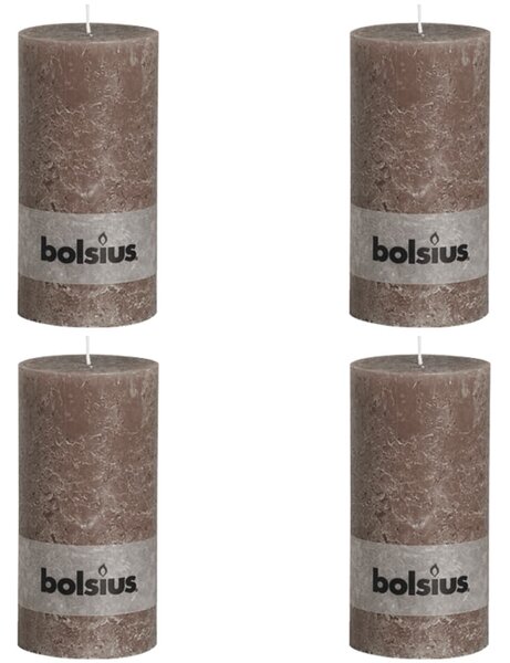 Bolsius Rustykalne świece pieńkowe, 200x100 mm, taupe, 4 sztuki