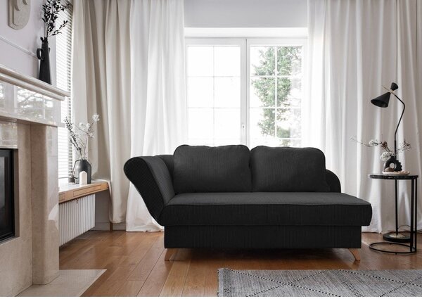 Antracytowy sztruksowy szezlong (lewostronny) Chic Charlotte – Miuform