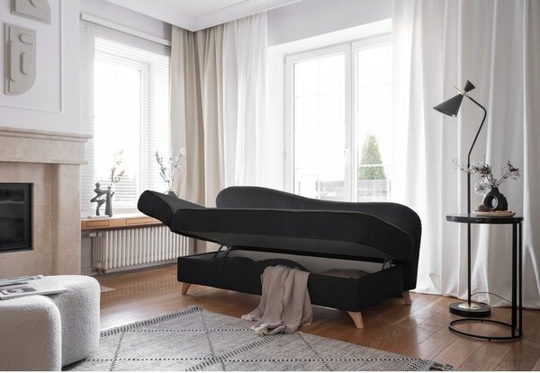 Antracytowy sztruksowy szezlong (lewostronny) Chic Charlotte – Miuform