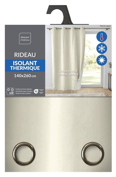 Kremowa aksamitna zasłona termiczna 140x260 cm Polarchic – douceur d'intérieur