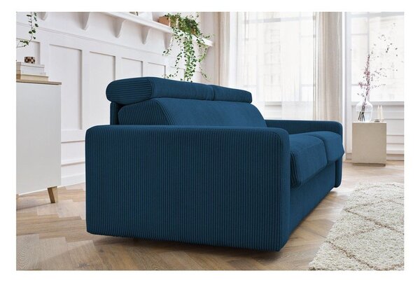 Ciemnoniebieska sztruksowa rozkładana sofa 195 cm Monaco – Bobochic Paris
