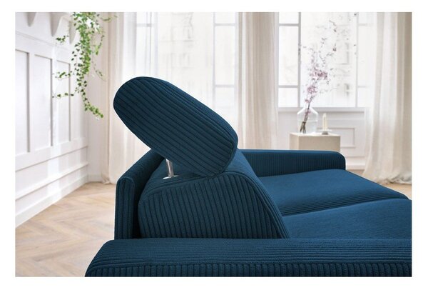 Ciemnoniebieska sztruksowa rozkładana sofa 195 cm Monaco – Bobochic Paris