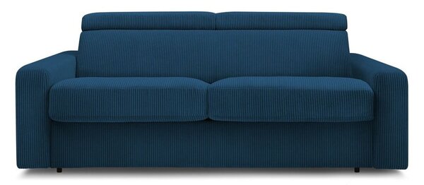 Ciemnoniebieska sztruksowa rozkładana sofa 195 cm Monaco – Bobochic Paris