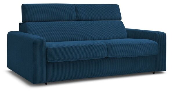 Ciemnoniebieska sztruksowa rozkładana sofa 195 cm Monaco – Bobochic Paris