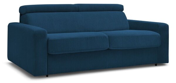 Ciemnoniebieska sztruksowa rozkładana sofa 195 cm Monaco – Bobochic Paris