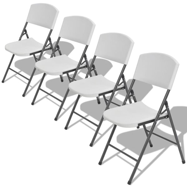 Składane krzesła ogrodowe, 4 szt., stal i HDPE, białe