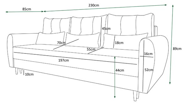 Popielata sofa rozkładana G8-N63
