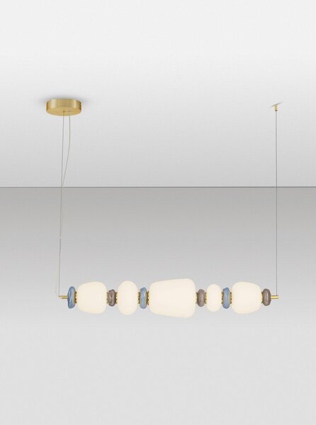 Biała/w kolorze złota metalowa lampa wisząca LED ze ściemniaczem z porcelanowym kloszem/ze szklanym kloszem Palo – Nova Luce