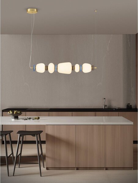 Biała/w kolorze złota metalowa lampa wisząca LED ze ściemniaczem z porcelanowym kloszem/ze szklanym kloszem Palo – Nova Luce