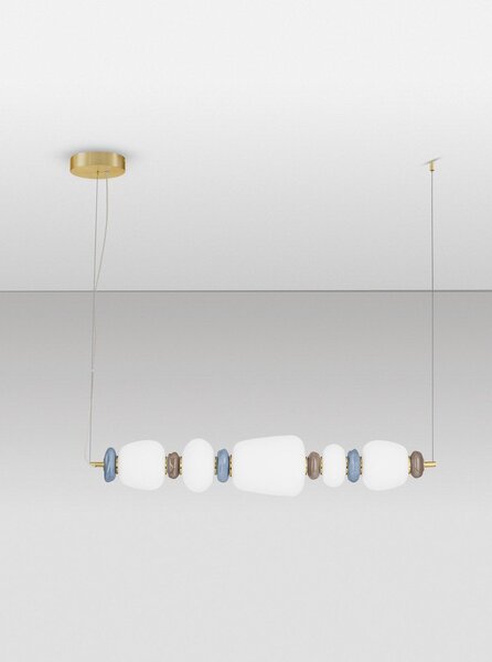 Biała/w kolorze złota metalowa lampa wisząca LED ze ściemniaczem z porcelanowym kloszem/ze szklanym kloszem Palo – Nova Luce