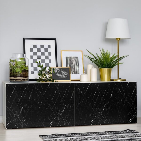 Naklejka na meble 200x60 cm Black and White Marble – Ambiance