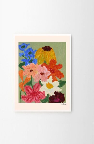Plakat 50x70 cm Flowers on Sage Green – Carla Llanos – The Poster Club