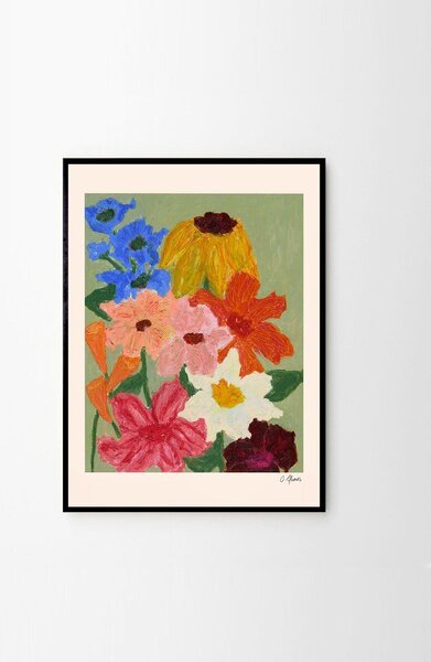 Plakat 50x70 cm Flowers on Sage Green – Carla Llanos – The Poster Club