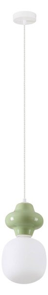 Biała/jasnozielona lampa wisząca ceramiczna ze szklanym kloszem ø 18 cm Clio – Nova Luce