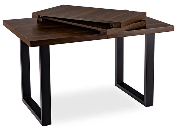 Stół Prostokątny Rozkładany TOMAS 130-230 cm Orzech/Czarny do Jadalni Loft