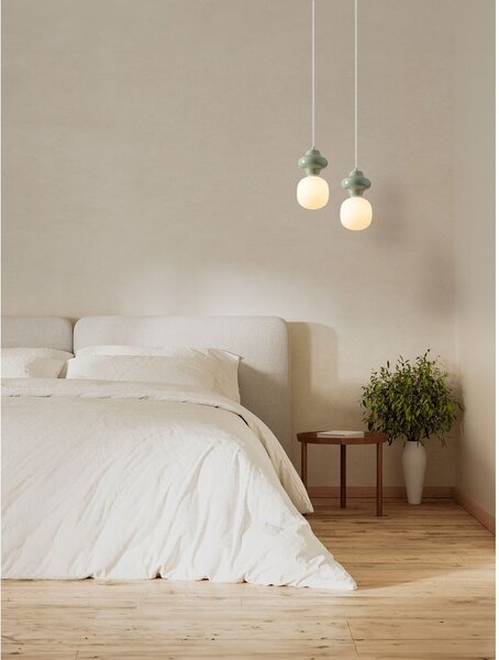 Biała/jasnozielona lampa wisząca ceramiczna ze szklanym kloszem ø 18 cm Clio – Nova Luce