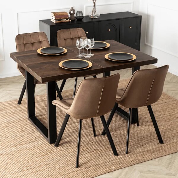 Stół Prostokątny Rozkładany TOMAS 130-230 cm Orzech/Czarny do Jadalni Loft