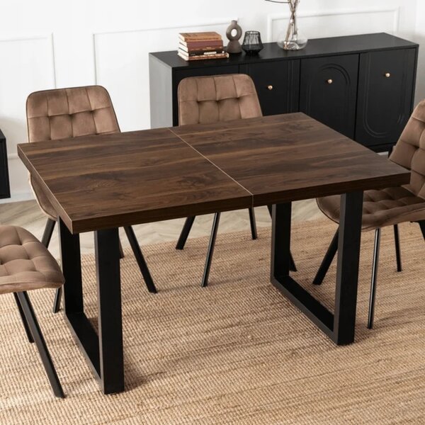 Stół Prostokątny Rozkładany TOMAS 130-230 cm Orzech/Czarny do Jadalni Loft
