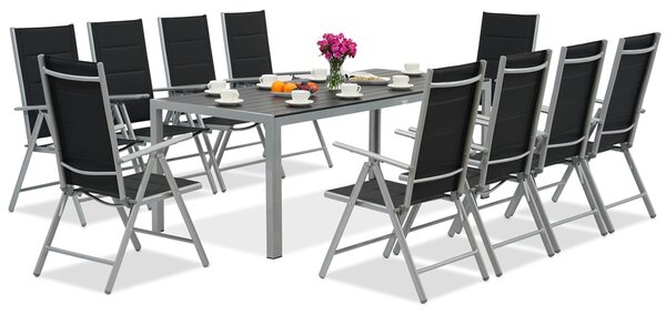 Meble ogrodowe z aluminium z dużym stołem Polywood Verona dla 10 osób Garden Point