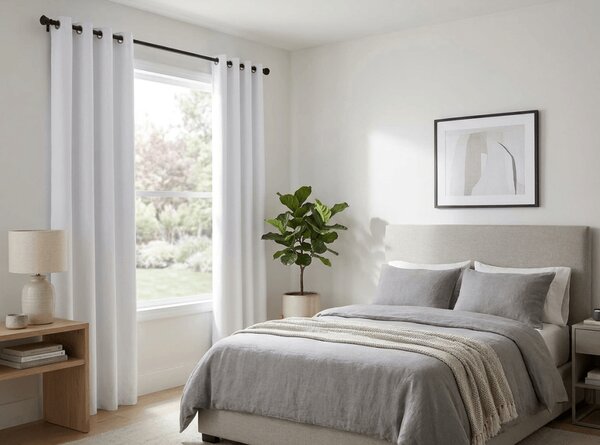 Biała zasłona OXFORD 140x270 cm Zawieszanie: Taśma z wiązaniami