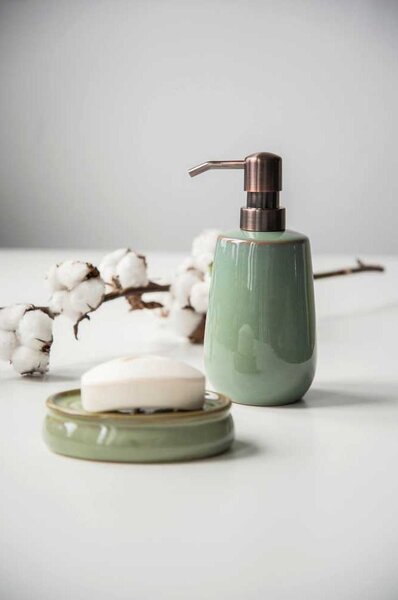 Zielony zestaw ceramicznych akcesoriów łazienkowych Sermione – Wenko