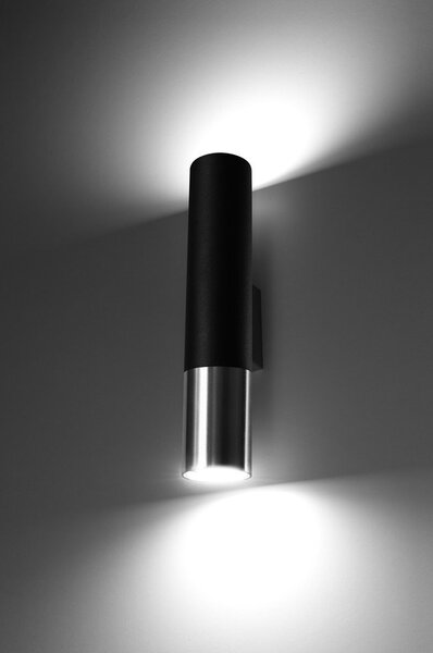 Metalowy kinkiet w czarno-srebrnym kolorze ø 6 cm Longbot – Sollux