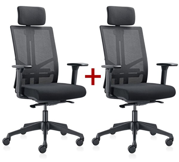Krzesło biurowe WATT 1+1 GRATIS, czarny
