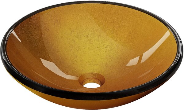 Mexen Mira szklana umywalka nablatowa 42 x 42 cm, złota - 24124250
