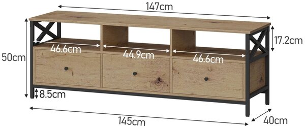 Szafka pod telewizor z szufladami dąb artisan M8-Z33