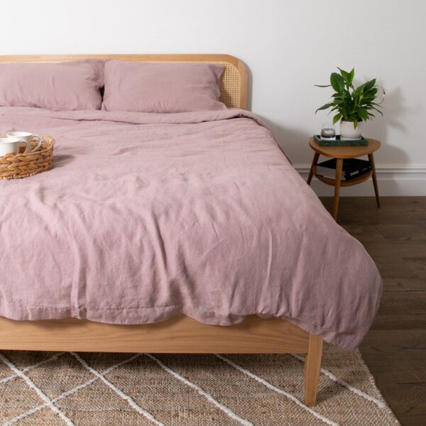 Szaroróżowa lniana pościel jednoosobowa 135x200 cm Blush – Native Natural