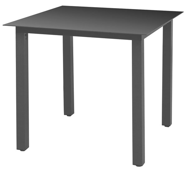 Stół ogrodowy, czarny, 80x80x74 cm, aluminium i szkło