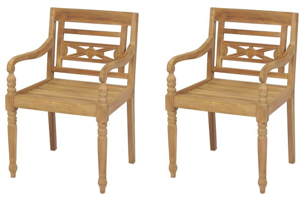 Krzesła Batavia, 2 szt., lite drewno tekowe