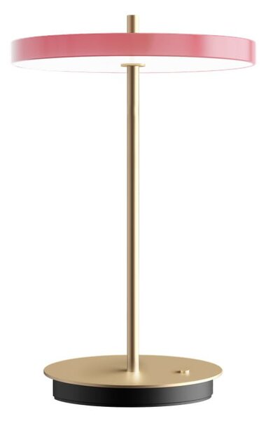 Różowa lampa stołowa LED ze ściemniaczem i metalowym kloszem (wysokość 31 cm) Asteria Move – UMAGE