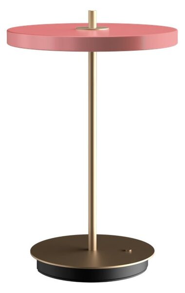Różowa lampa stołowa LED ze ściemniaczem i metalowym kloszem (wysokość 31 cm) Asteria Move – UMAGE